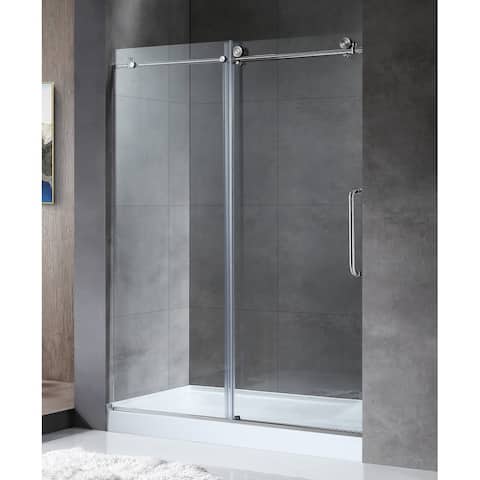 ANZZI Madam 48" x 76" Frameless Sliding Shower Door in Brushed Nickel