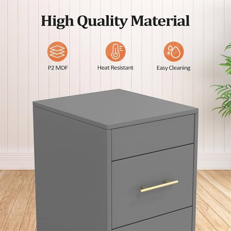 Salon Trolley Cart with Wheels, Wooden Hair Storage Cabinet - N/A