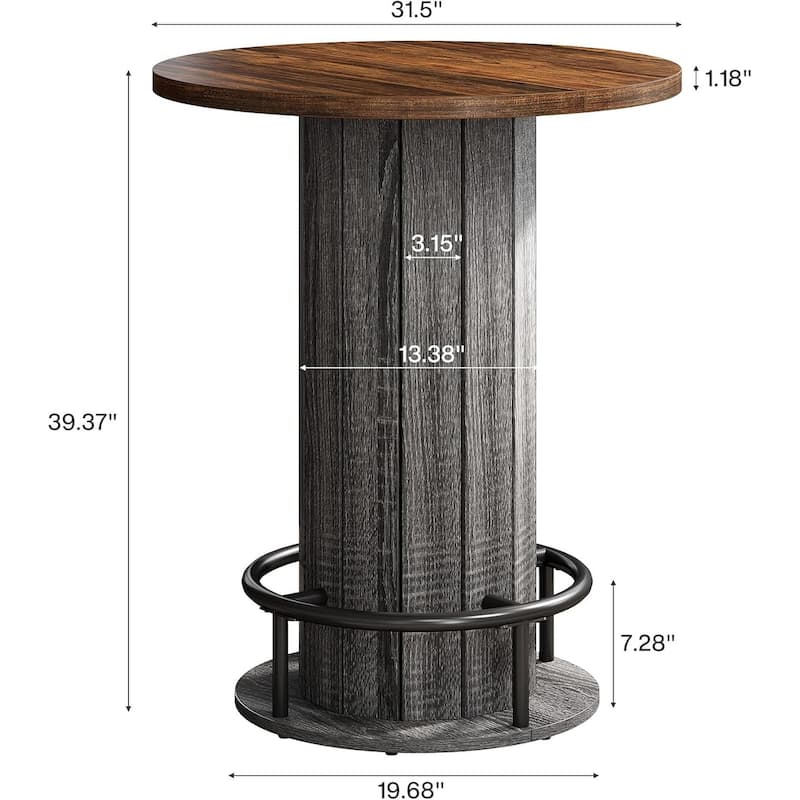 Round Bar Table, 39.4" H Wood Bistro Pub Table