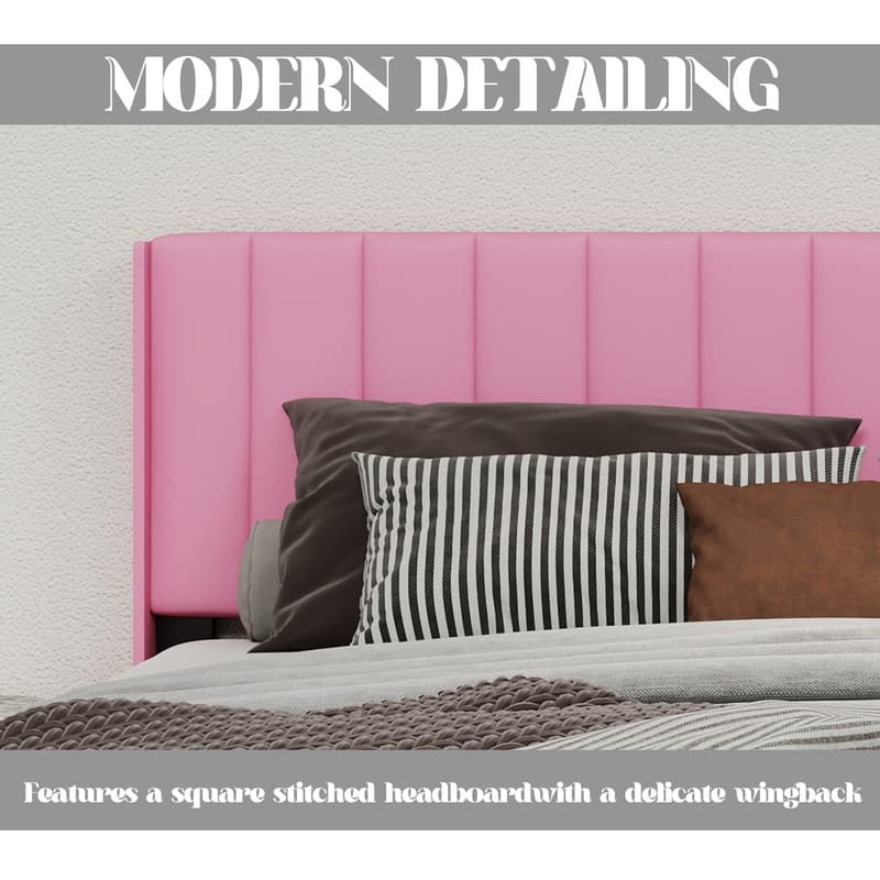 Caxkun Upholstered Platform Bed Frame with Wingback headboard