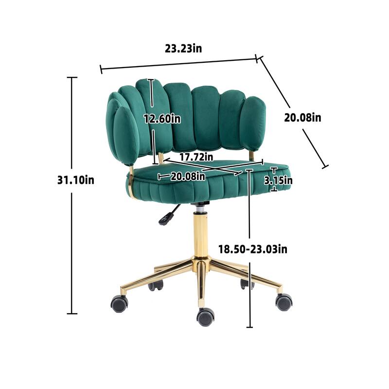 Velvet Home Office Desk Chair Modern Cute Computer Chair with Wheels Swivel Height Adjustable, for Home Office