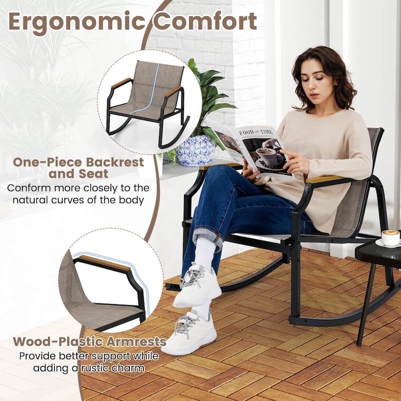 Costway 3 PCS Rocking Bistro Set Outdoor Conversation Set with Porch - See Details