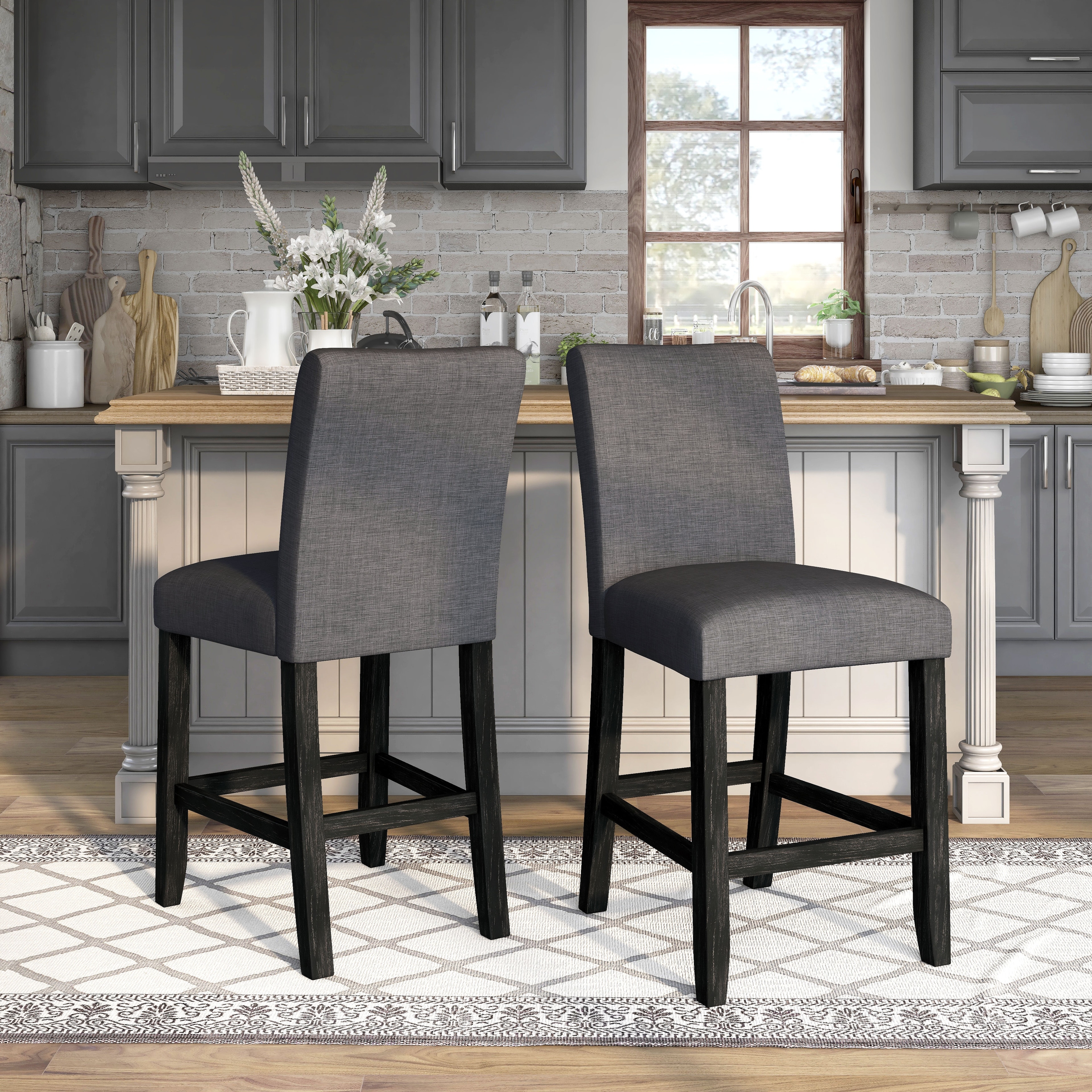 Shap Rustic Linen Counter Height Chairs Set of 2 by Furniture of America Bed Bath Beyond 29242715