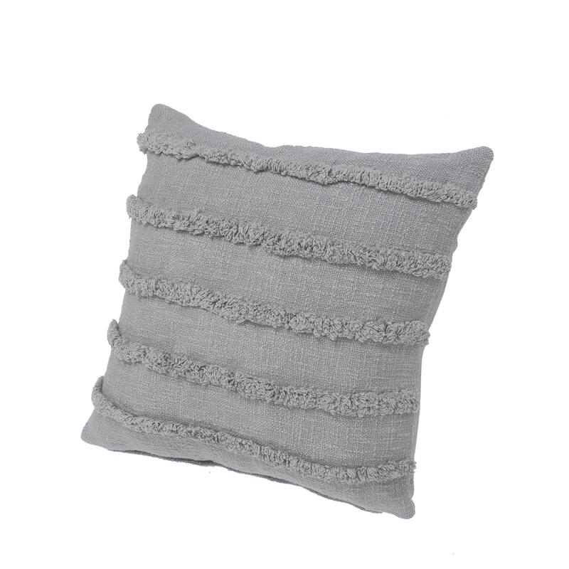 20" Gray Overtufted Solid Square Throw Pillow