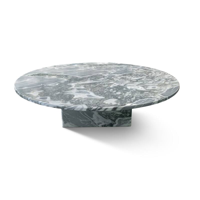 Roomfitters Round Marble Coffee Table, Natural Stone Living Room Table, Solid Marble Low Profile Design