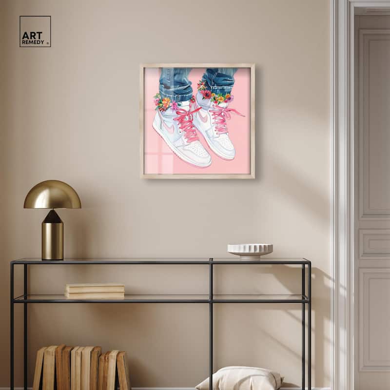 Blush Floral Bloom Sneakers Shadowbox by Art Remedy
