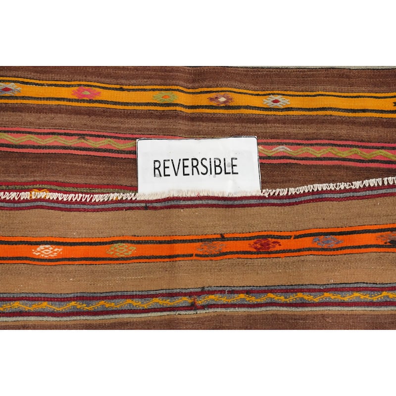 Hand Woven Oriental 100% Wool Carpet Southwestern Tribal Multi-Colored Kilim Area Rug - 8' 8'' X 5' 0''