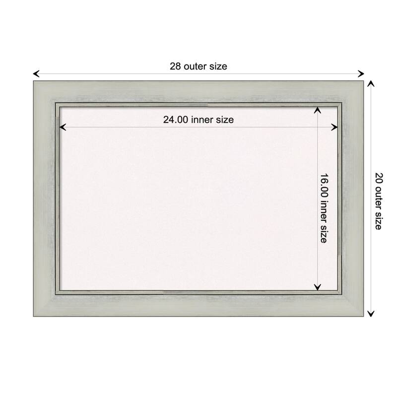 Flair Framed White Corkboard Bulletin Board - Flair Silver Patina - Board Size 24x16