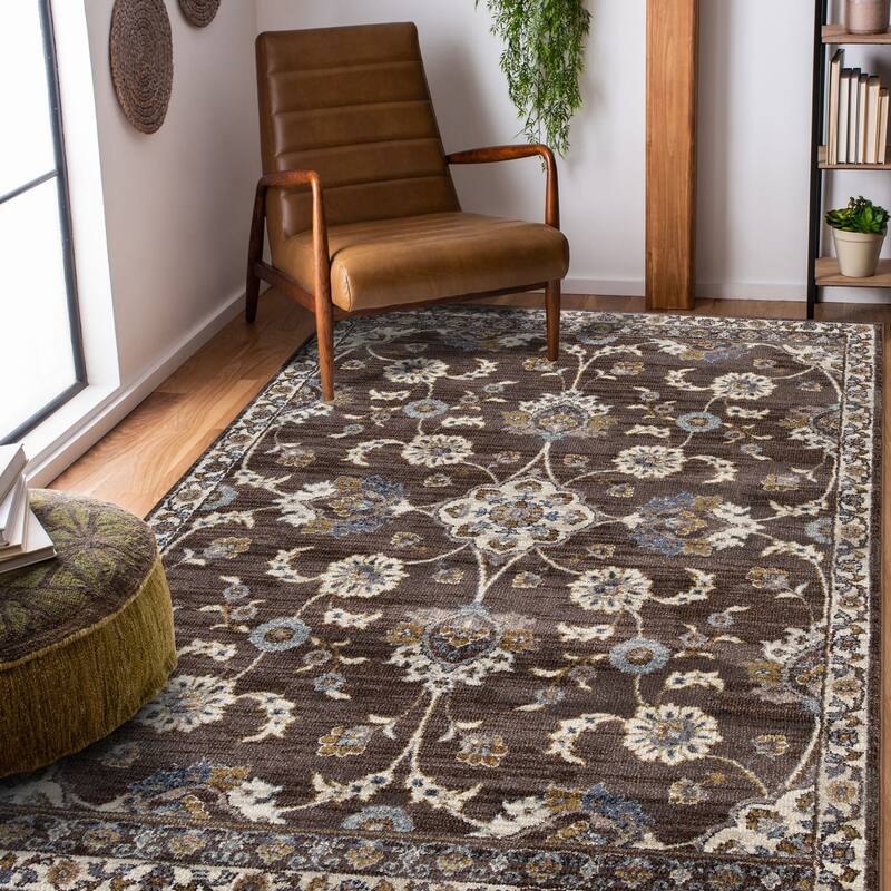 Julia Traditional Floral Area Rug - 1'11" x 2'11" - Brown