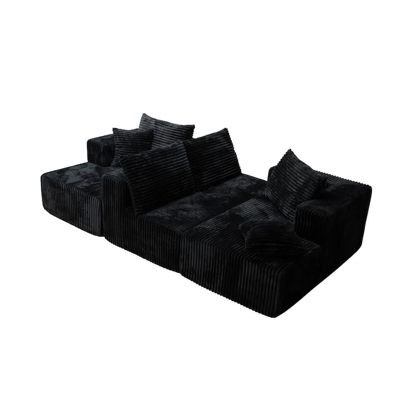 132.2" U-shaped Corduroy Sectional Sofa, No Assembly Required