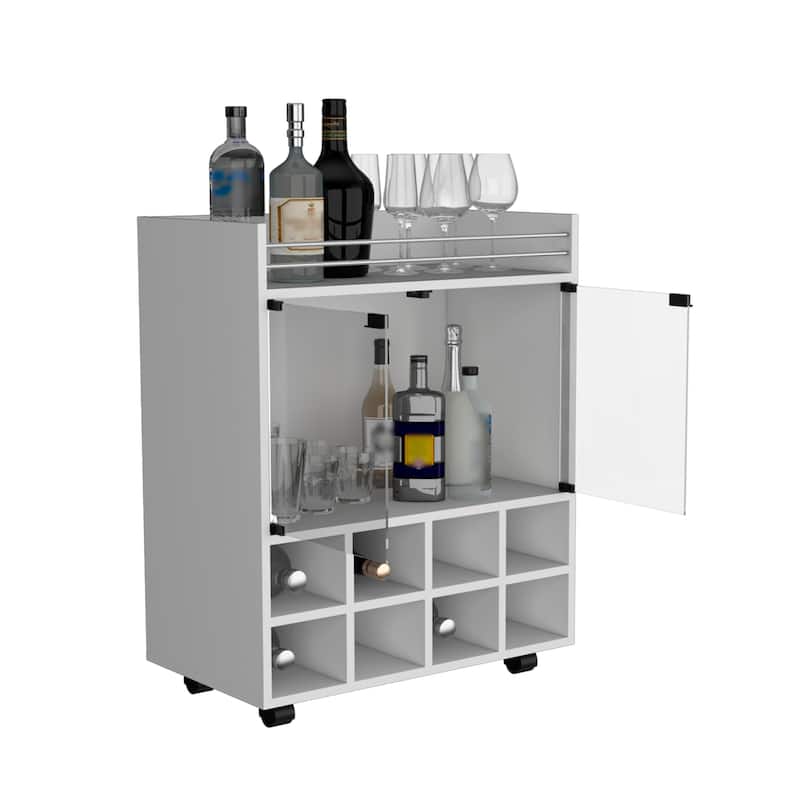 St Andrews Bar Cart, Double Glass Door Cabinet