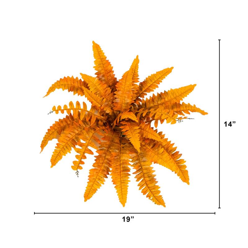 Autumn Artificial Boston Ferns - 21" - Orange - Set of 6