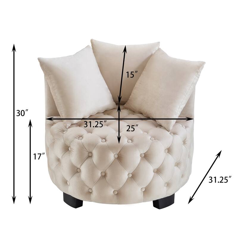 GDFStudio - Contemporary Upholstered Tufted Leisure Accent Chair with Foam Padding - Velvet