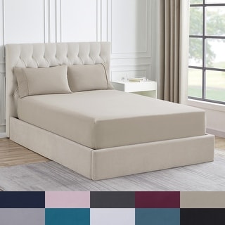 Sweet Home Collection Solid Flannel Fitted Sheet, Bottom Sheets with Built in Sheet Straps