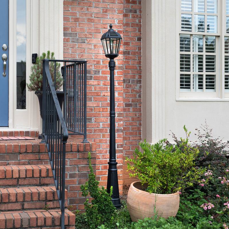 Gama Sonic 87 in. Royal Bulb Solar Warm White LED Lamp Post Light Set