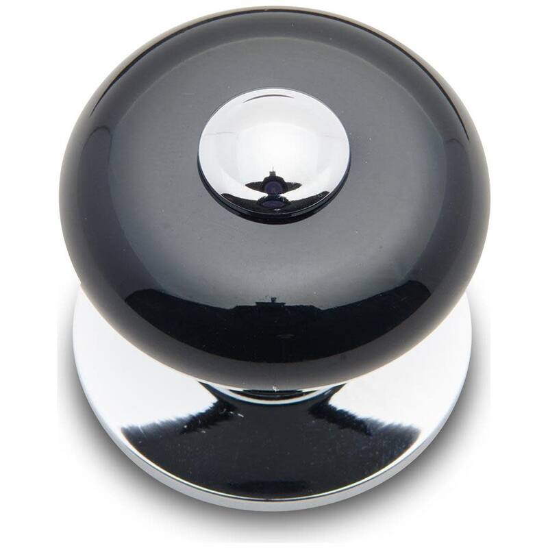 RK International CK-31-FLAT-BTN-LG Porcelain 1-1/4" Round Classic Flat - Chrome / Black
