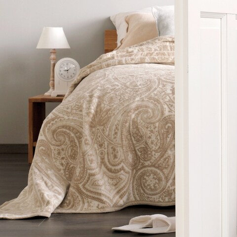IBENA Sorrento Natural Paisley Bed-size Blanket