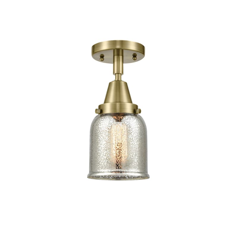 Innovations Lighting Caden Bell - 1 Light 5" Flush Mount - Silver Plated Mercury/Antique Brass