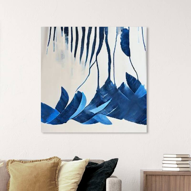 Wynwood Studio Abstract Blue Petal Cascade Blue and Tropical Wall Art Canvas Print - 40 x 40