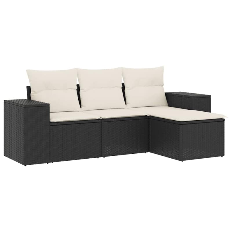 vidaXL Patio Sofa Set with Cushions Outdoor Conversation Furniture Poly Rattan - 21.7 x 21.7 x 14.6