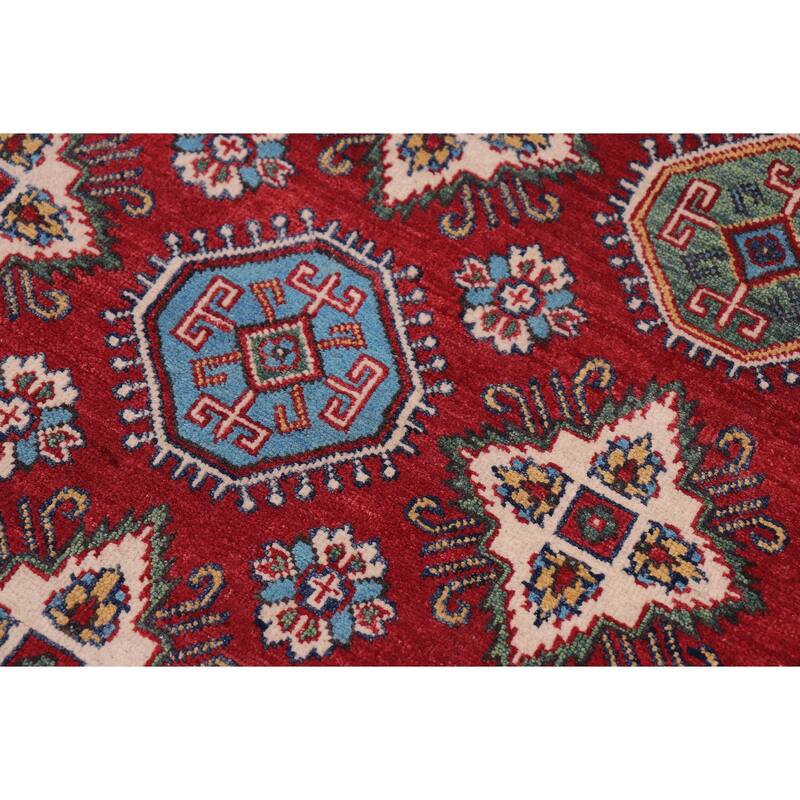 Southwestern Kazak Josh Red/Beige Wool Rug - 4'1'' x 6'0''