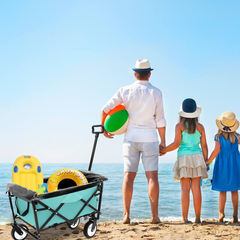 Heavy-Duty Collapsible Wagon with 3-Piece Multi-Use Bag Set - Utility Cart with Liner Covers