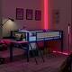 preview thumbnail 9 of 19, Single metal loft bed with rectangular desk, LED lights