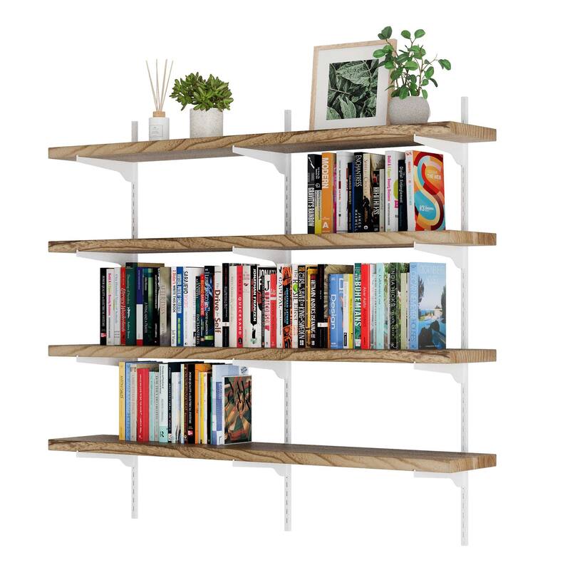 Wallniture Turin 54" Floating Adjustable Shelf, Wall Mounted Shelves with Tier Options, Living Room Shelves, Rustic & Boho Decor