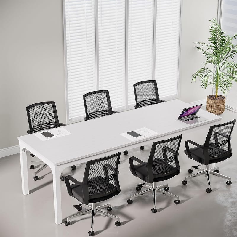 78.74" Large Rectangle Conference Table/Desk, Modern Seminar Meeting Table, Business Tables for Boardroom & Office - White