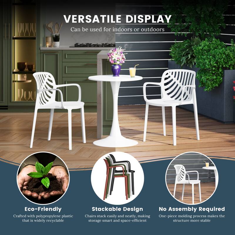 Frond and Form Outdoor Patio Stacking Dining Armchair (Set of 2)
