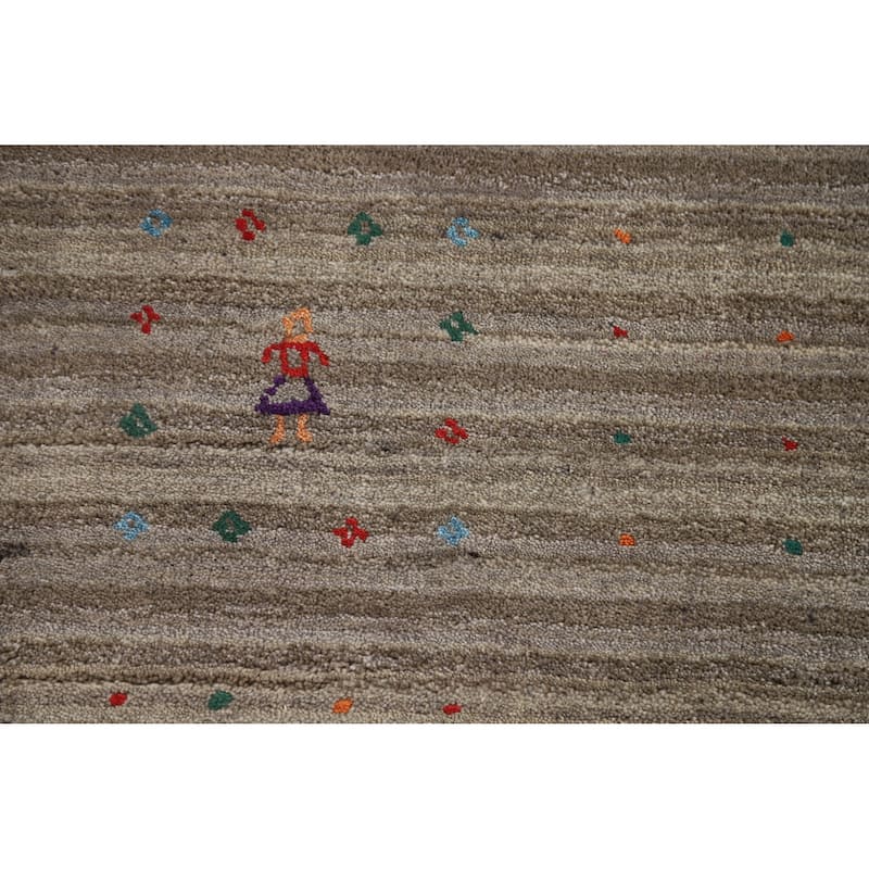 Hand Knotted Oriental 100% Wool Carpet Tribal Tribal Multi-Colored Gabbeh Area Rug - 8' 2'' X 5' 1''