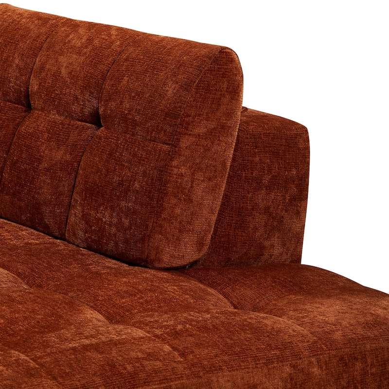 119.3" Curved L-Shaped Chenille Sectional Sofa, No Assembly Required