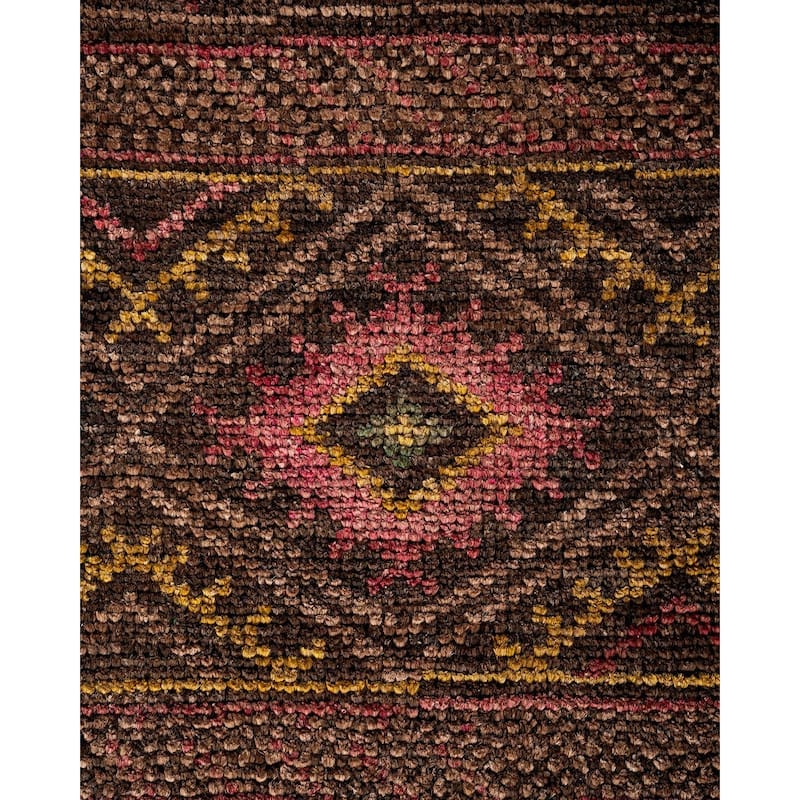 Overton Hand Knotted Wool Vintage Inspired Modern Contemporary Overdyed Brown Area Rug - 8' 3" x 10' 3"