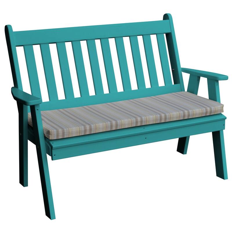 Poly 4' Traditional English Garden Bench - Aruba Blue