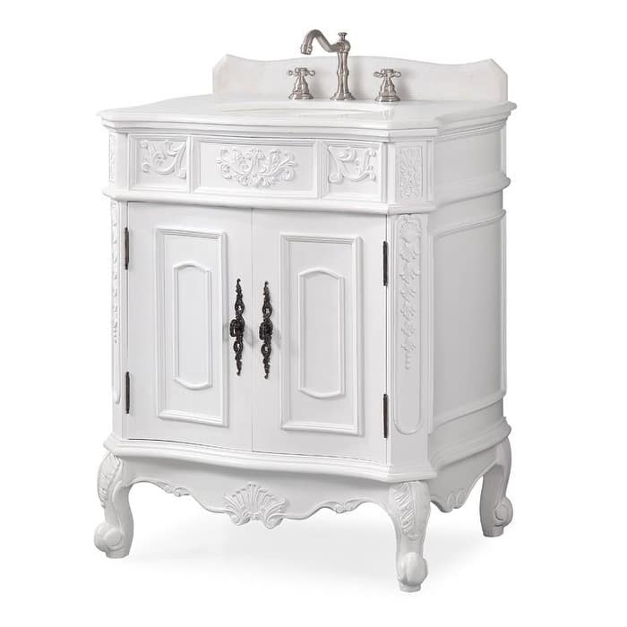 31" Benton Collection Fiesta Antique Style White Bathroom Vanity