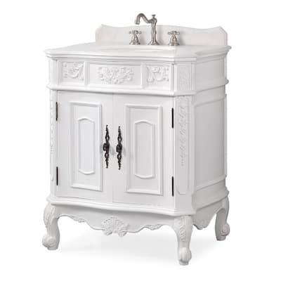 31" Benton Collection Fiesta Antique Style White Bathroom Vanity