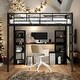preview thumbnail 11 of 16, Kids and Baby Full Size Metal Loft Bed with Built-in Desk,Shelves
