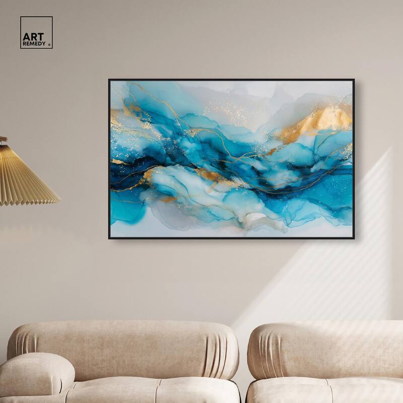 Ethereal Blue and Gold Canvas by Art Remedy