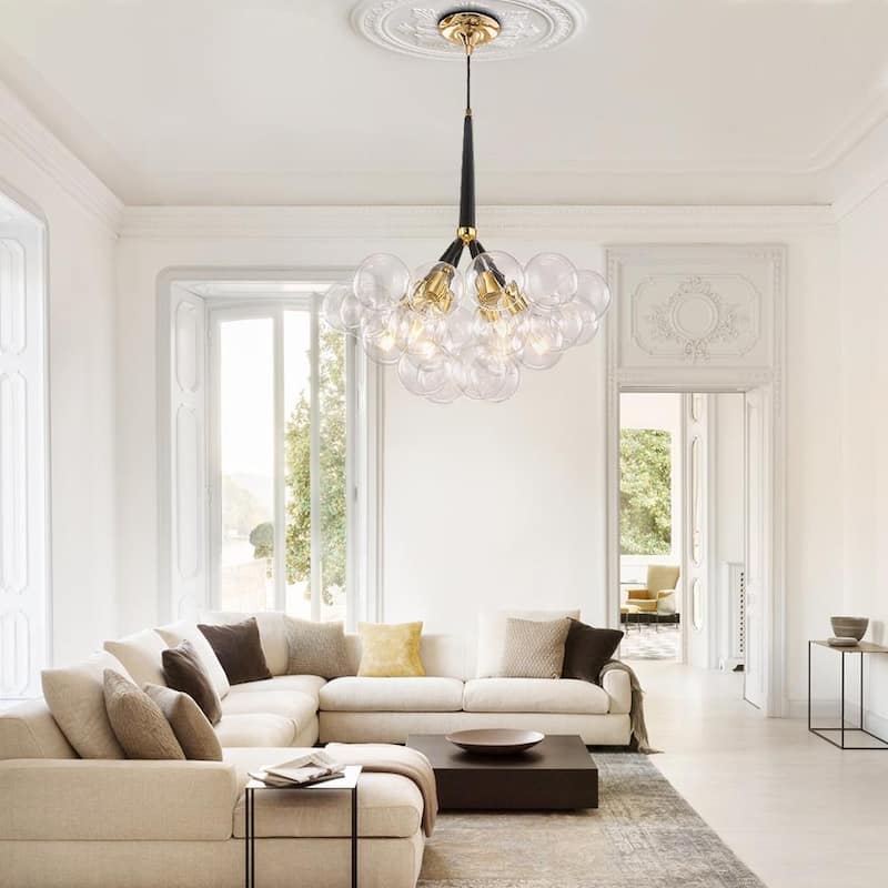 Contemporary Clear Glass Globe Bubble Chandelier