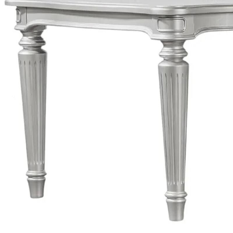 Hixe Dining Table, Silver Wood, Turned Legs, Rectangular 84 Inch Top