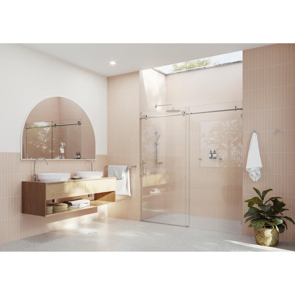 Glass Warehouse 64 in. - 68 in. x 78 in. Frameless Sliding Shower Door