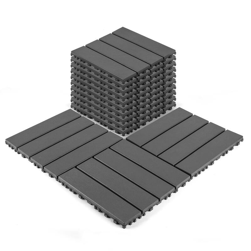 Plastic interlocking decking tiles, 44 packs of terrace decking tiles, 12 inches x 12 inches waterproof
