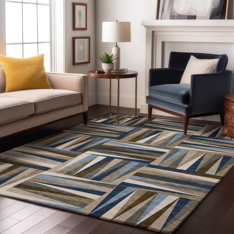 Premium Washable Super Soft Modern Glase Mayfield Rug - Navy - 8' x 10'