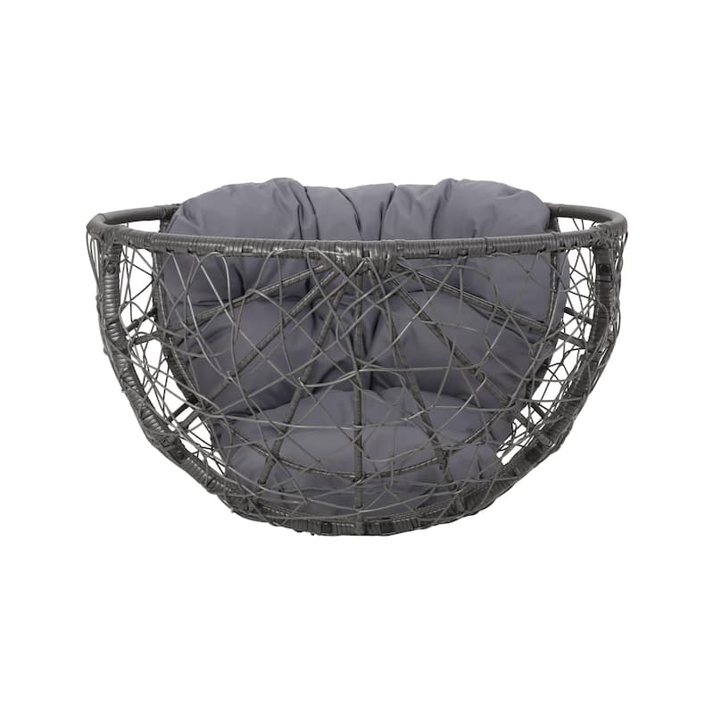 Gianni Teardrop Chair Gray PE Rattan Iron Frame Waterproof Fabric Cushion Outdoor Patio