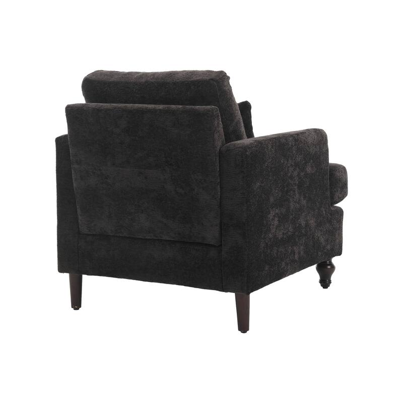 Black 29.53" Chenille Upholstered Arm Chair with Pillows