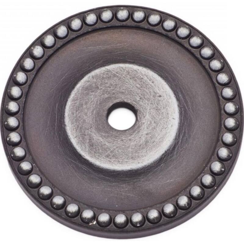 RK International BP 7822 Beaded 1-5/8" Round Single Hole Solid Metal - Distressed Nickel