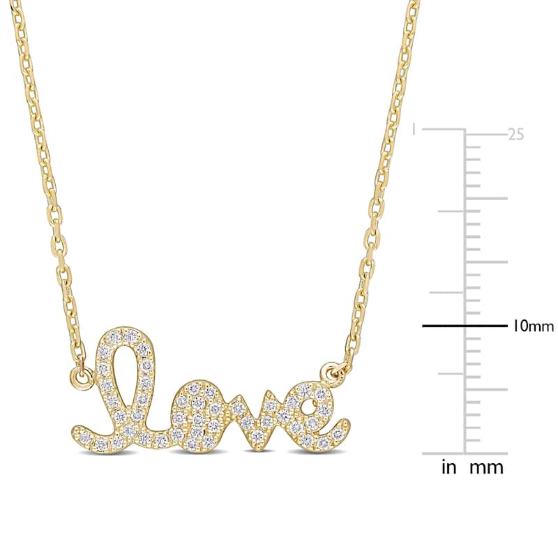 Miadora 14k Yellow Gold 1/4ct TDW Diamond LOVE Station Necklace