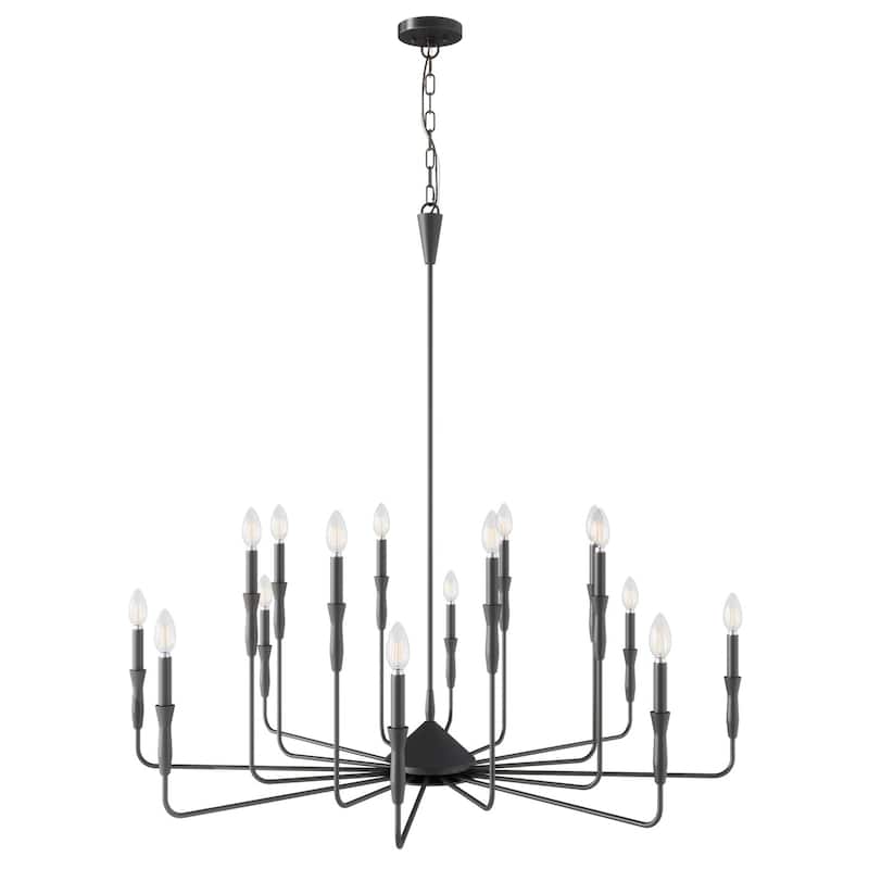 Farmhouse Multi-Light Classic Black Candle Chandelier for Kitchen Island