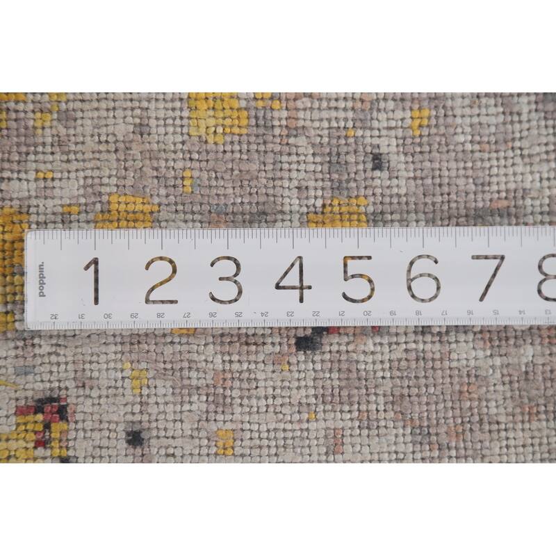 Hand Knotted Oriental 100% Silk Carpet Modern Floral Greys & Charcoal Abstract Area Rug - 10' 3'' X 8' 0''