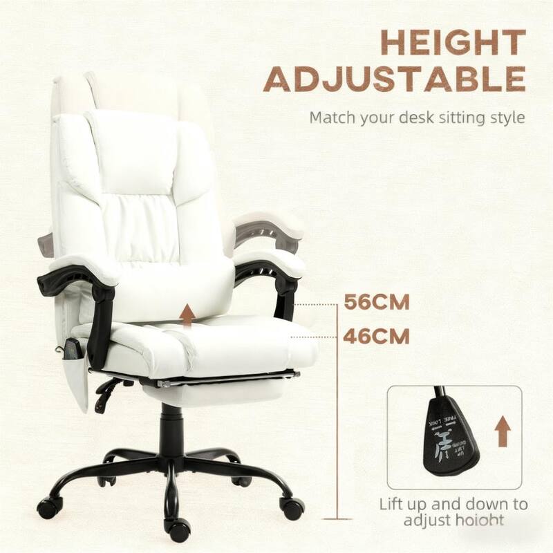 Massage Office Chair with 6 Vibrating Points, High Back Reclining Office Chair with Footrest and Remote, For Home and Office